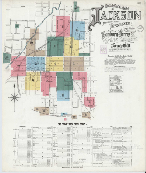 Jackson Tennessee 1901 - Fire Insurance Index - Old Map Reprint