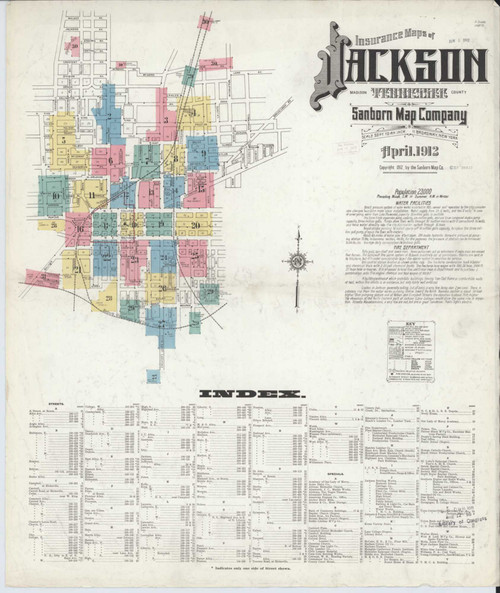 Jackson Tennessee 1912 - Fire Insurance Index - Old Map Reprint