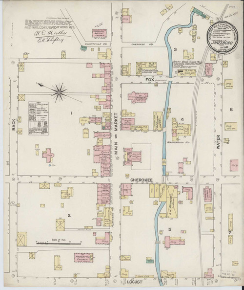 Jonesboro Tennessee 1888 - Fire Insurance Index - Old Map Reprint