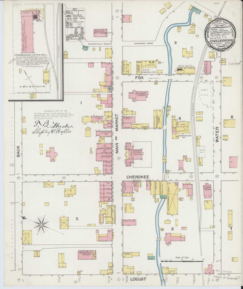 Jonesboro Tennessee 1892 - Fire Insurance Index - Old Map Reprint