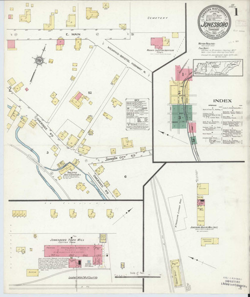 Jonesboro Tennessee 1913 - Fire Insurance Index - Old Map Reprint