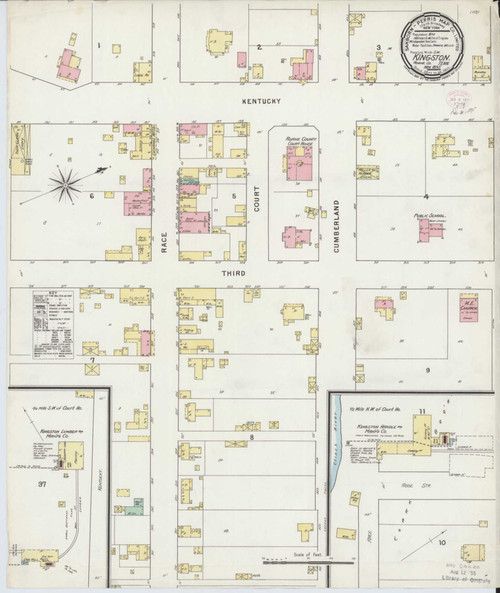 Kingston Tennessee 1895 - Fire Insurance Index - Old Map Reprint