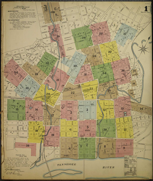 Knoxville Tennessee 1890 - Fire Insurance Index - Old Map Reprint