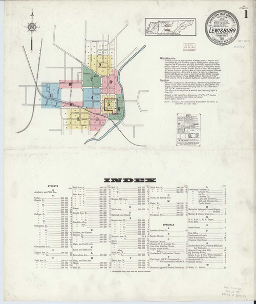 Lewisburg Tennessee 1914 - Fire Insurance Index - Old Map Reprint