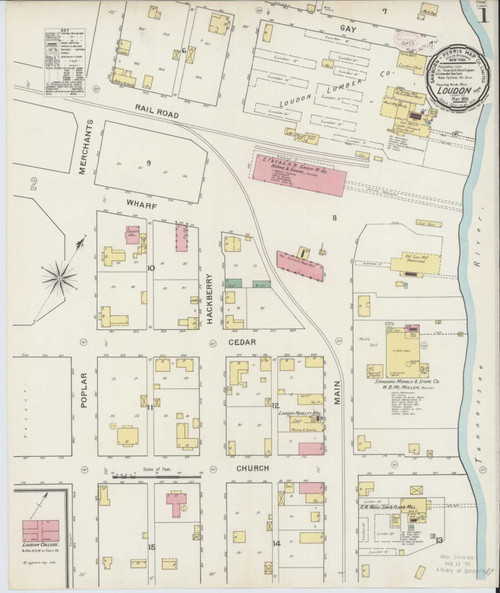 Loudon Tennessee 1894 - Fire Insurance Index - Old Map Reprint