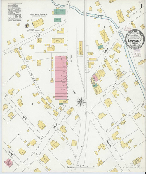 Lynnville Tennessee 1905 - Fire Insurance Index - Old Map Reprint