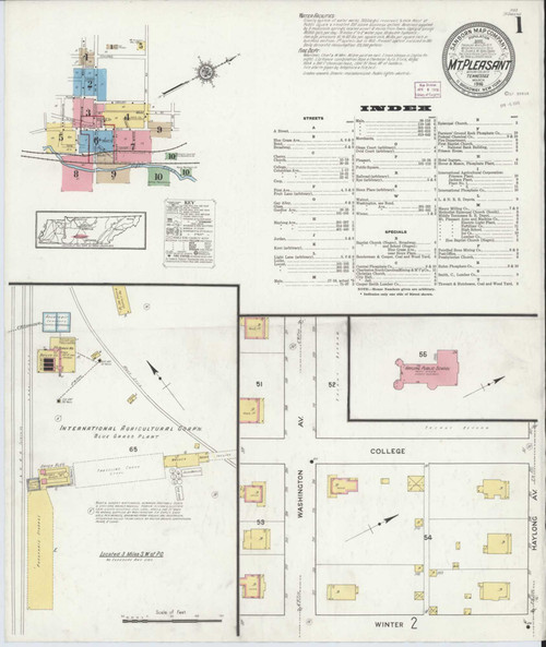 Mount Pleasant Tennessee 1916 - Fire Insurance Index - Old Map Reprint