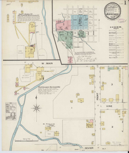 Murfreesboro Tennessee 1887 - Fire Insurance Index - Old Map Reprint