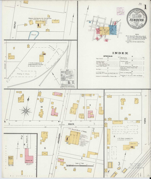 Newbern Tennessee 1905 - Fire Insurance Index - Old Map Reprint