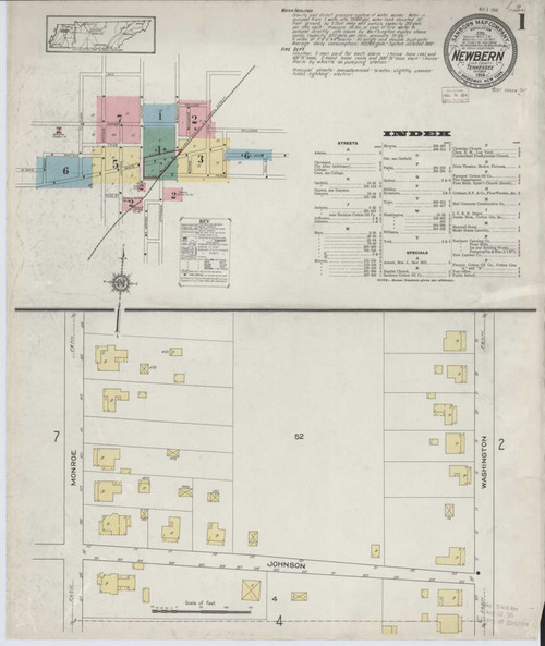 Newbern Tennessee 1914 - Fire Insurance Index - Old Map Reprint