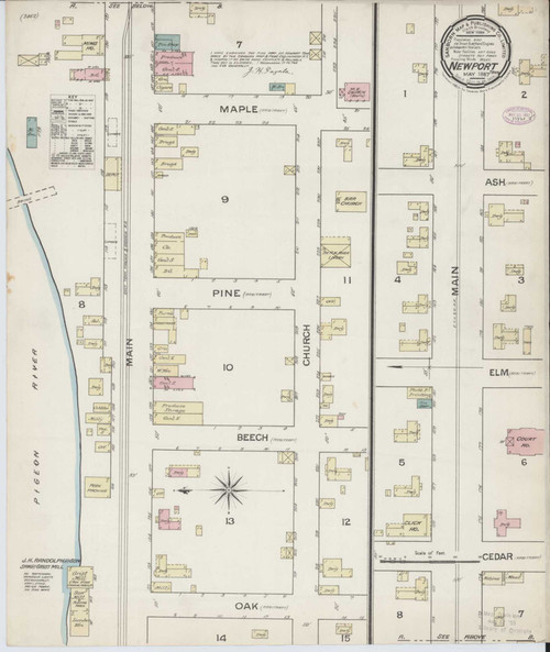 Newport Tennessee 1887 - Fire Insurance Index - Old Map Reprint