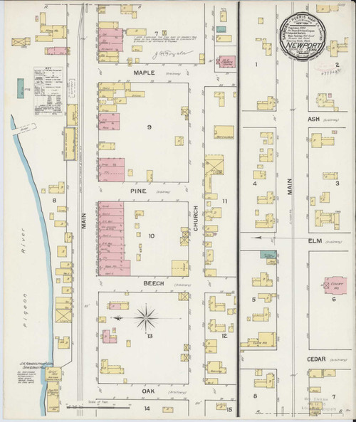 Newport Tennessee 1892 - Fire Insurance Index - Old Map Reprint