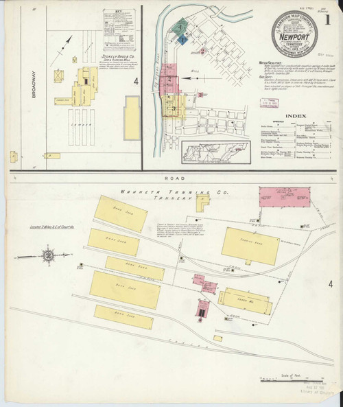 Newport Tennessee 1913 - Fire Insurance Index - Old Map Reprint