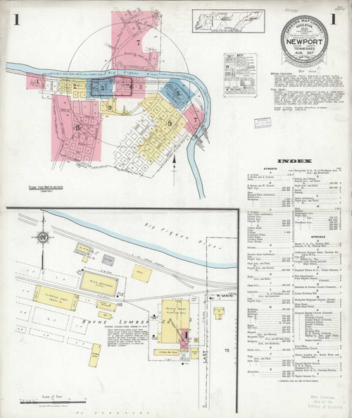 Newport Tennessee 1927 - Fire Insurance Index - Old Map Reprint