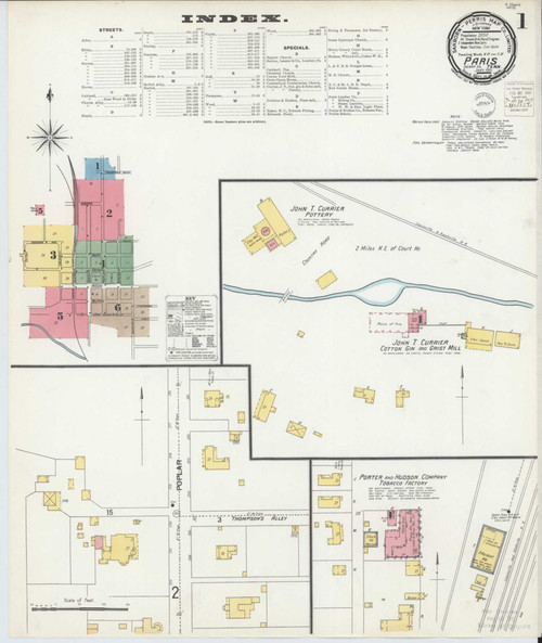 Paris Tennessee 1901 - Fire Insurance Index - Old Map Reprint