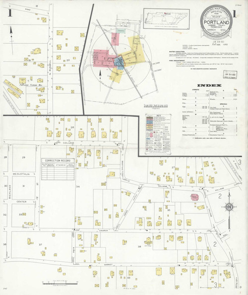 Portland Tennessee 1933 - Fire Insurance Index - Old Map Reprint