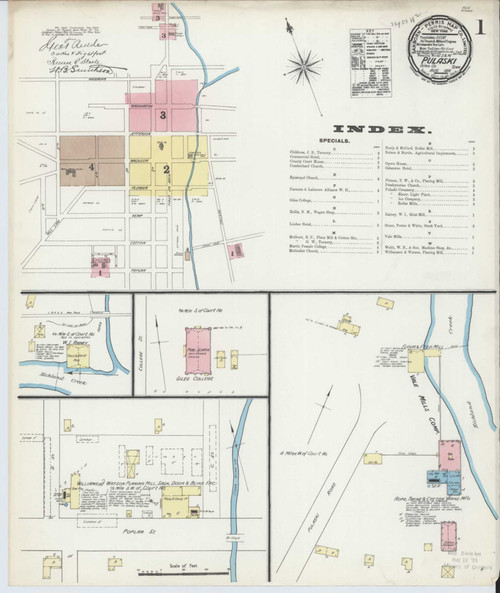 Pulaski Tennessee 1891 - Fire Insurance Index - Old Map Reprint