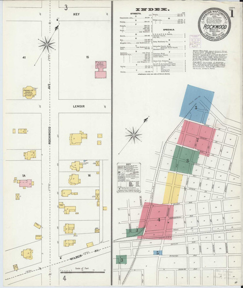 Rockwood Tennessee 1903 - Fire Insurance Index - Old Map Reprint