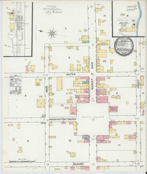 Rogersville Tennessee 1892 - Fire Insurance Index - Old Map Reprint