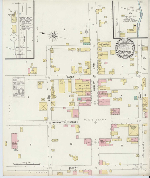 Rogersville Tennessee 1897 - Fire Insurance Index - Old Map Reprint