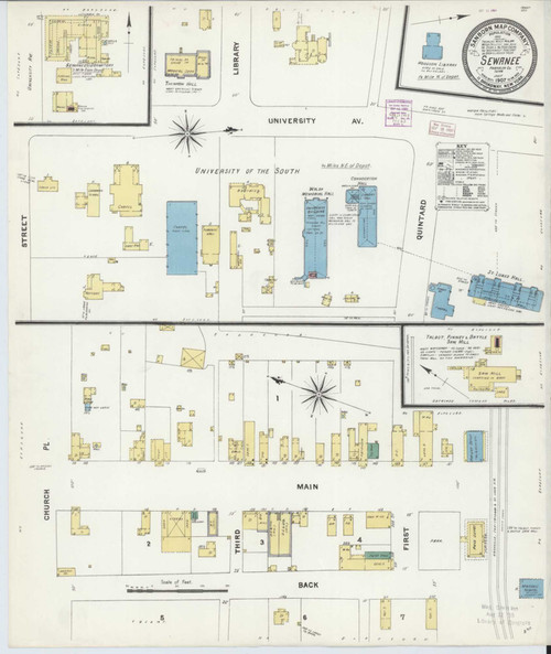 Sewanee Tennessee 1907 - Fire Insurance Index - Old Map Reprint