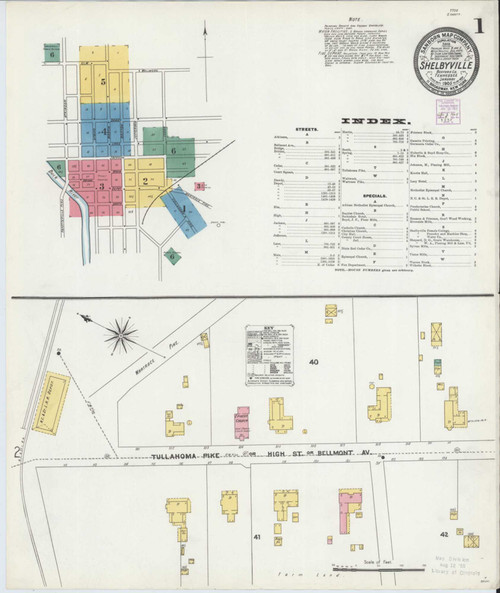 Shelbyville Tennessee 1905 - Fire Insurance Index - Old Map Reprint