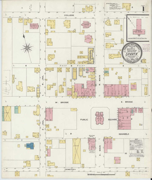 Sparta Tennessee 1908 - Fire Insurance Index - Old Map Reprint