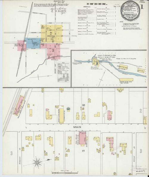 Springfield Tennessee 1893 - Fire Insurance Index - Old Map Reprint