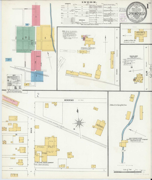 Springfield Tennessee 1903 - Fire Insurance Index - Old Map Reprint