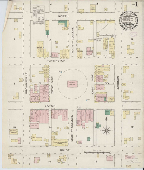 Trenton Tennessee 1886 - Fire Insurance Index - Old Map Reprint