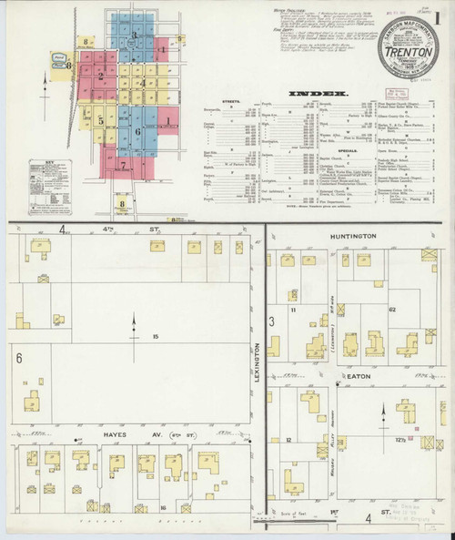 Trenton Tennessee 1909 - Fire Insurance Index - Old Map Reprint