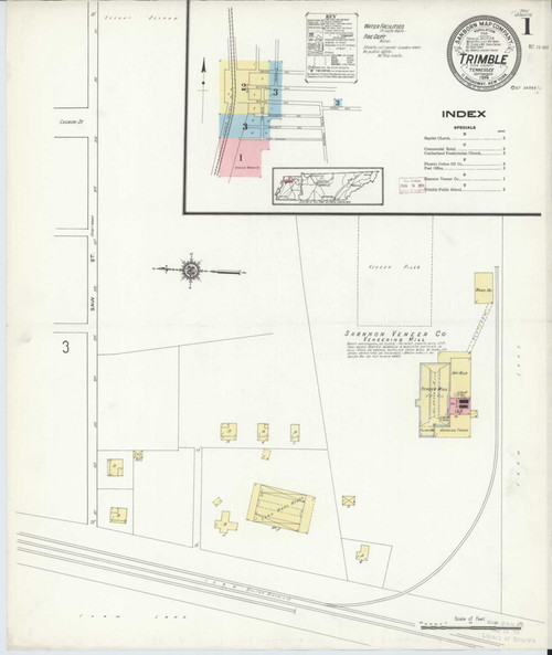 Trimble Tennessee 1914 - Fire Insurance Index - Old Map Reprint