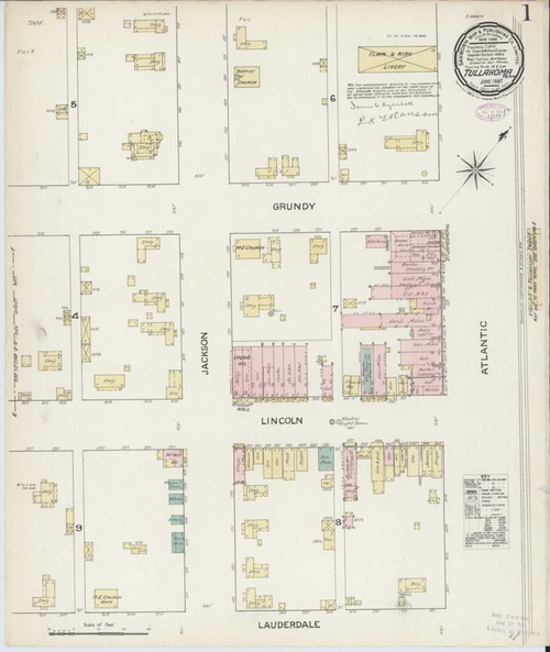 Tullahoma Tennessee 1887 - Fire Insurance Index - Old Map Reprint