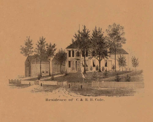Residence of C. & R. B. Cole - Sharon Connecticut 1853 Old Town Map Custom Print - Excerpt from Sharon Town Map