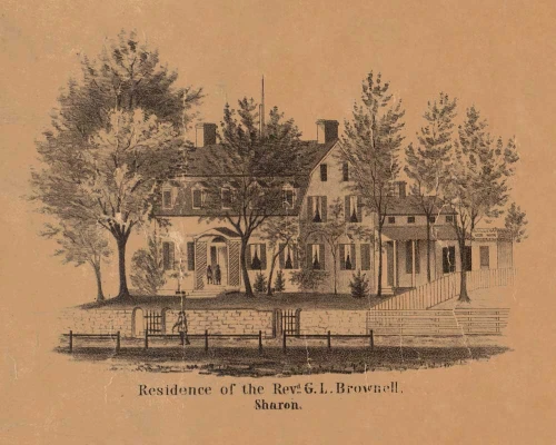 Residence of Rev. G. L. Brownwell - Sharon Connecticut 1853 Old Town Map Custom Print - Excerpt from Sharon Town Map
