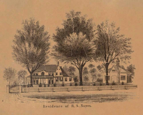 Residence of R. S. Noyes - Sharon Connecticut 1853 Old Town Map Custom Print - Excerpt from Sharon Town Map