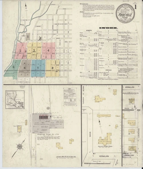 Abbeville Louisiana 1912 - Fire Insurance Index - Old Map Reprint