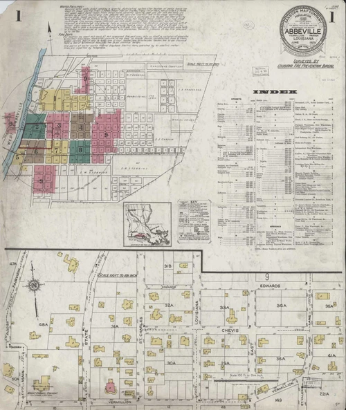 Abbeville Louisiana 1923 - Fire Insurance Index - Old Map Reprint