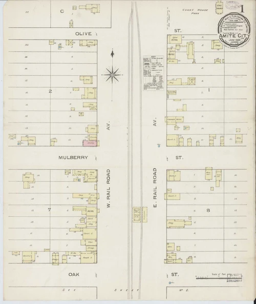 Amite Louisiana 1886 - Fire Insurance Index - Old Map Reprint