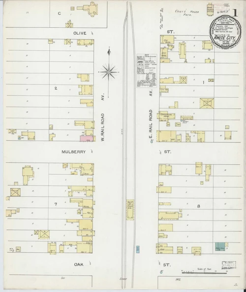 Amite Louisiana 1892 - Fire Insurance Index - Old Map Reprint