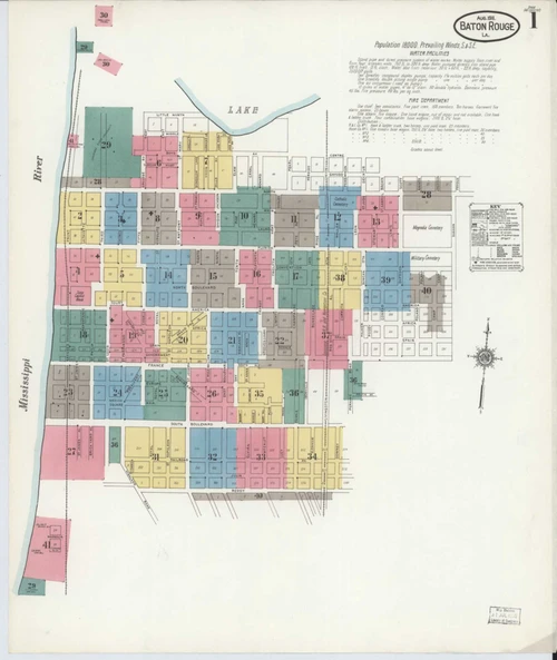Baton Rouge Louisiana 1911 - Fire Insurance Index - Old Map Reprint