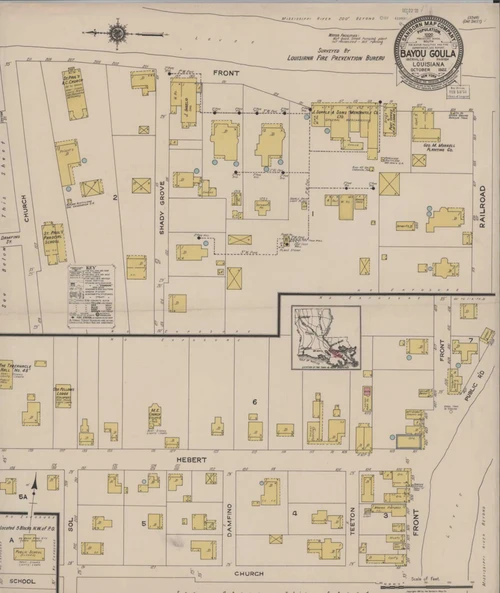 Bayou Goula Louisiana 1922 - Fire Insurance Index - Old Map Reprint