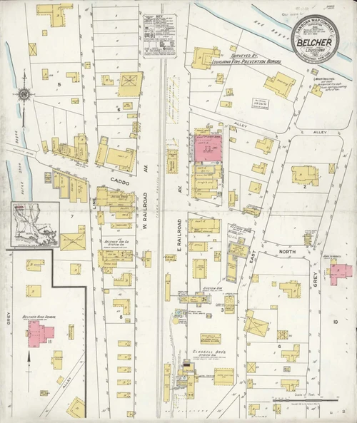 Belcher Louisiana 1921 - Fire Insurance Index - Old Map Reprint