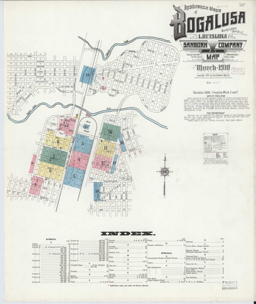 Bogalusa Louisiana 1910 - Fire Insurance Index - Old Map Reprint
