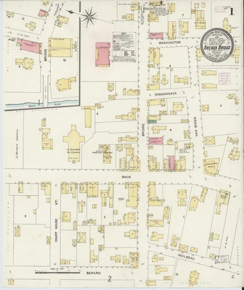 Breaux Bridge Louisiana 1907 - Fire Insurance Index - Old Map Reprint