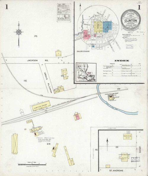 Clinton Louisiana 1926 - Fire Insurance Index - Old Map Reprint