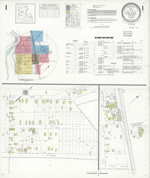 Colfax Louisiana 1936 - Fire Insurance Index - Old Map Reprint
