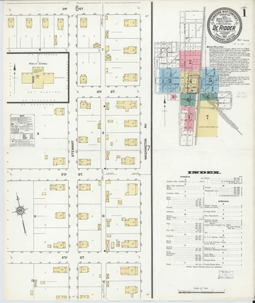De Ridder Louisiana 1912 - Fire Insurance Index - Old Map Reprint