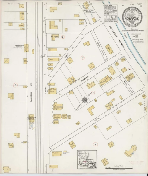 Fordoche Louisiana 1919 - Fire Insurance Index - Old Map Reprint