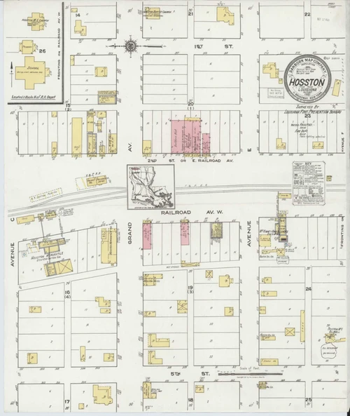 Hosston Louisiana 1921 - Fire Insurance Index - Old Map Reprint